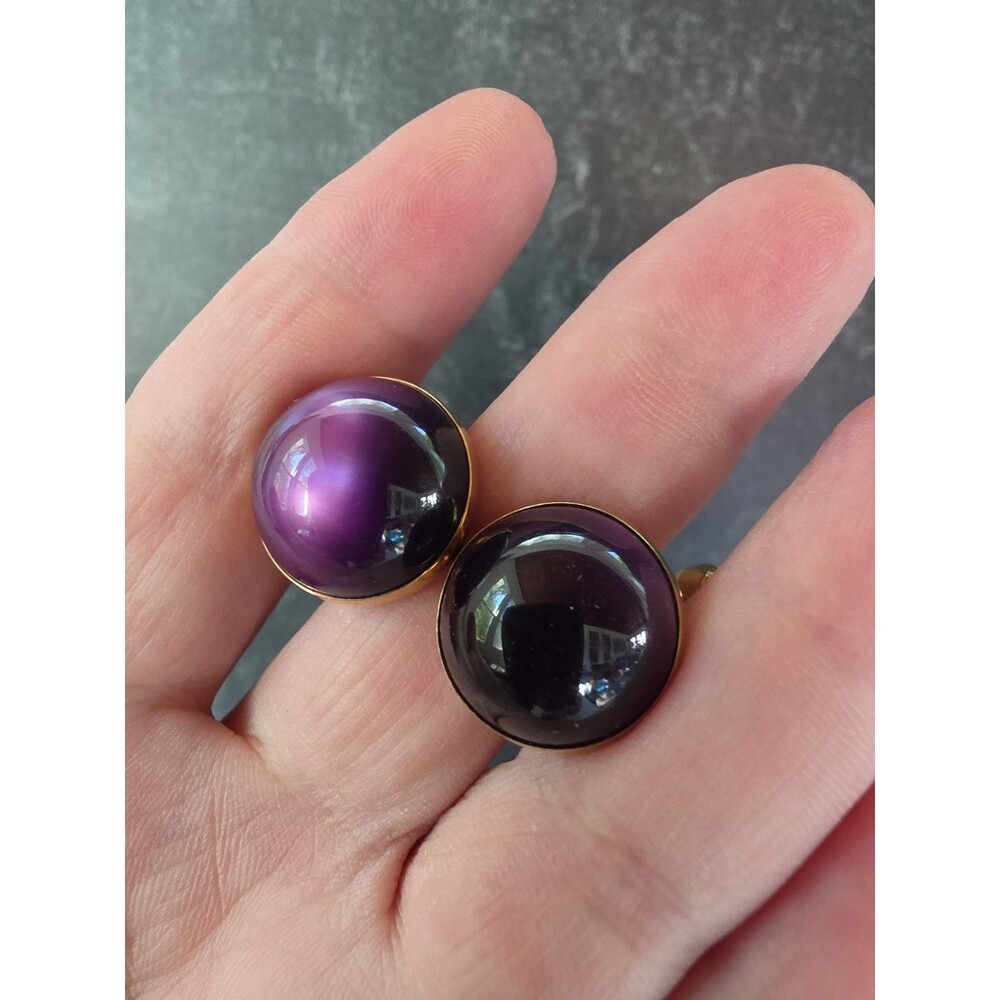 Vintage Swank Purple Lucite Gold Tone Cufflinks Mid Century
